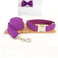 HKM-7107901 Purple Velvet Dog Bow Tie Collar Accessory - Adjustable Sizes XS to XL
