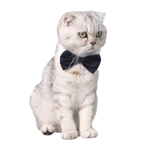 HKM-7108157 Handsome Black Dog Bow Tie in Yellow and Red or White and Black Cotton, Size S or L