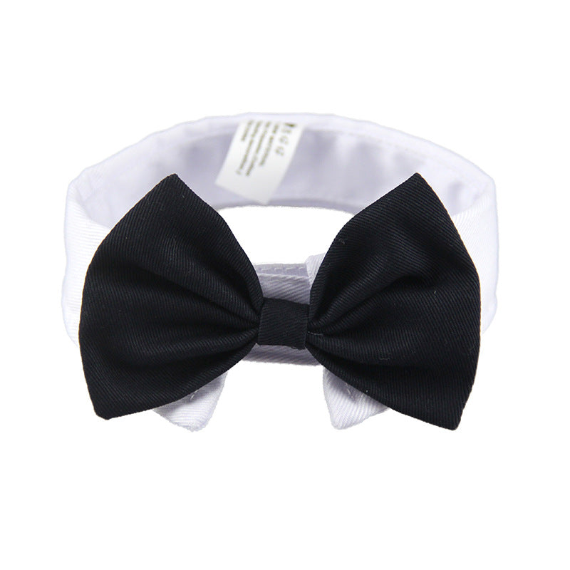 HKM-7108157 Handsome Black Dog Bow Tie in Yellow and Red or White and Black Cotton, Size S or L