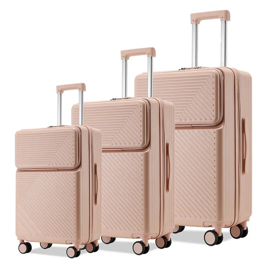 HKM-710867 20 Inch and 24 Inch Wheeled Suitcase Travel Bag Set - 3 Piece Luggage Organiser