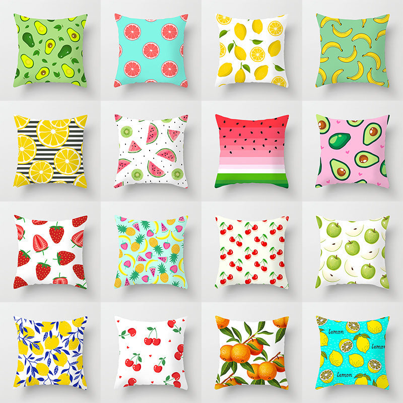 HKM-710867 Fruit-Themed Peach Skin Pillowcase for Home and Car - 45x45cm Cushion Cover