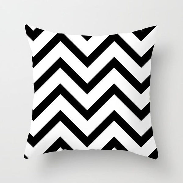HKM-710931 Geometric Art Cushion Cover with Digital Print Front and Plain Cotton-Linen Back