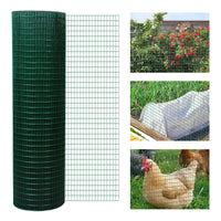 HKM-7109565 PVC Coated Steel Wire Mesh Fencing for Poultry, Gardens, and Small Animals - 98 ft x 35.5 in