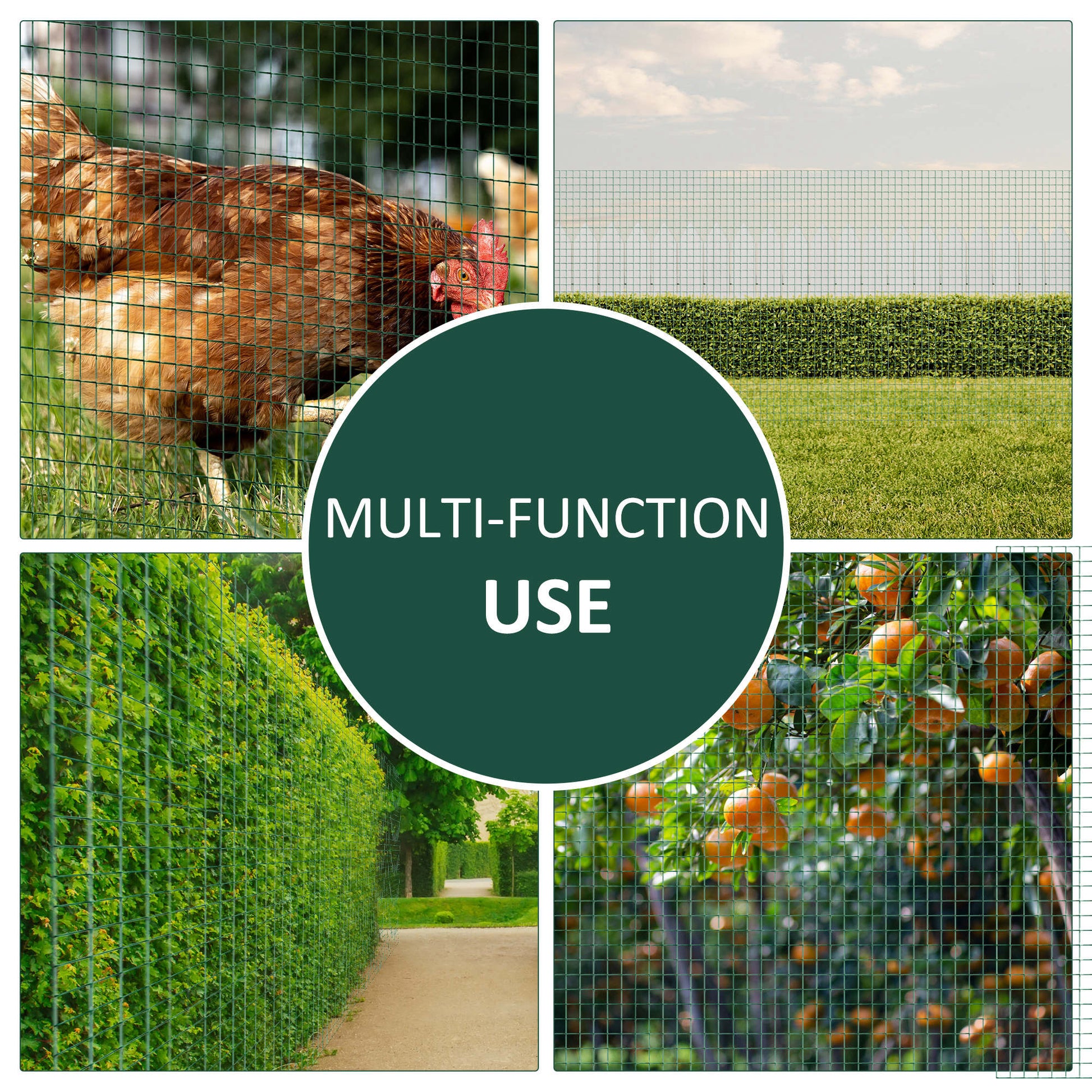 HKM-7109565 PVC Coated Steel Wire Mesh Fencing for Poultry, Gardens, and Small Animals - 98 ft x 35.5 in