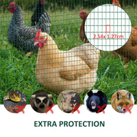 HKM-7109565 PVC Coated Steel Wire Mesh Fencing for Poultry, Gardens, and Small Animals - 98 ft x 35.5 in