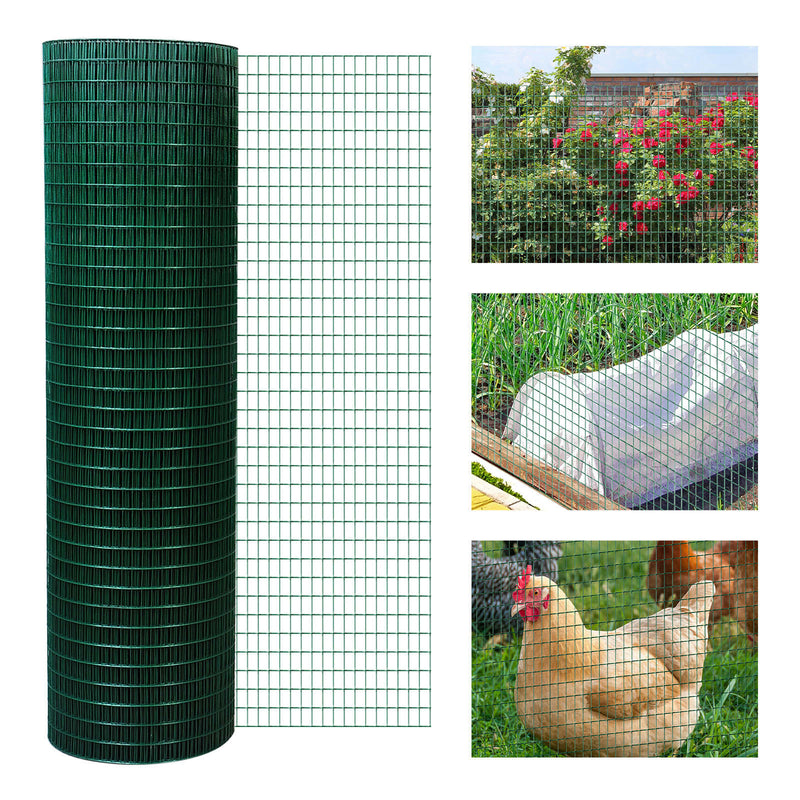 HKM-7109565 PVC Coated Steel Wire Mesh Fencing for Poultry, Gardens, and Small Animals - 98 ft x 35.5 in