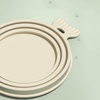 HKM-7109693 Silicone Sealing Lid for Medium Pet Cans - Gray and Dark Green Melamine and Food-Grade Silicone