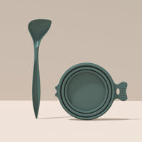 HKM-7109693 Silicone Sealing Lid for Medium Pet Cans - Gray and Dark Green Melamine and Food-Grade Silicone