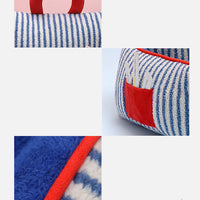 HKM-7109949 Cozy Blue Striped Winter Pet Sofa Nest for Dogs - Multiple Sizes Available