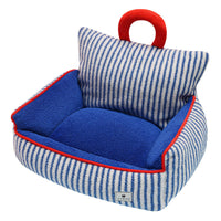 HKM-7109949 Cozy Blue Striped Winter Pet Sofa Nest for Dogs - Multiple Sizes Available