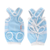 HKM-7110077 Lightweight Summer Cat Clothes - Breathable Casual Suit in Blue and White, Sizes S-XL