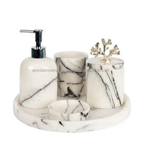 HKM-711059 Resin Five-Piece Bathroom Lotion Bottle Set for Home and Hotel Use