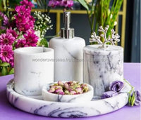 HKM-711059 Resin Five-Piece Bathroom Lotion Bottle Set for Home and Hotel Use