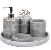 HKM-711059 Resin Five-Piece Bathroom Lotion Bottle Set for Home and Hotel Use