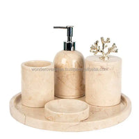 HKM-711059 Resin Five-Piece Bathroom Lotion Bottle Set for Home and Hotel Use
