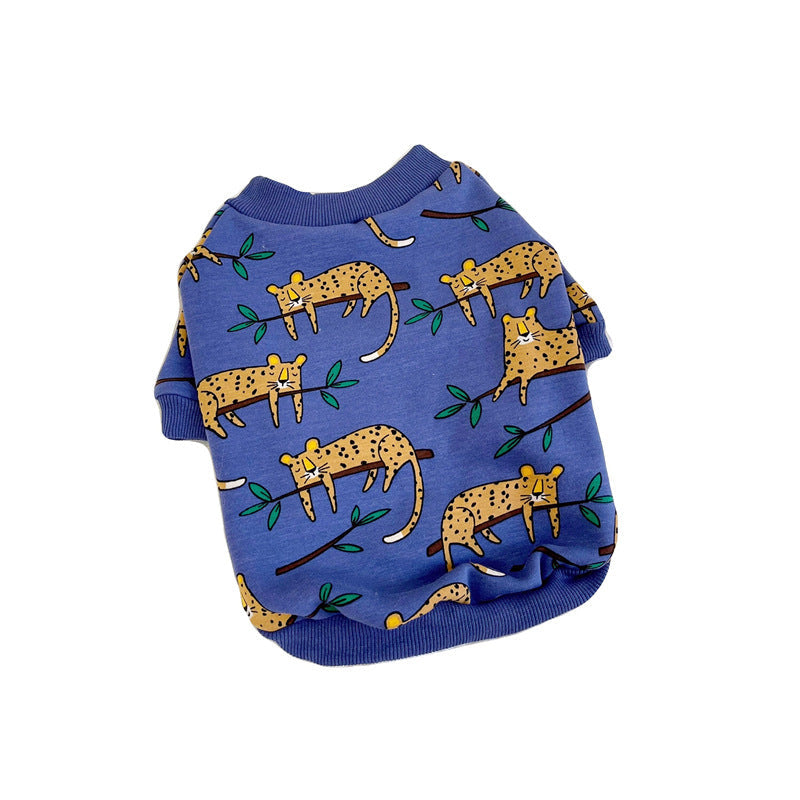 HKM-7110973 Fleece-Lined Leopard Print Coat for Large Dogs - Multiple Sizes Available