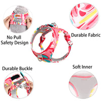 HKM-7111485 Breathable Pet Harness Suit with Traction Rope - Available in Red Flower Camouflage and Blue White Camouflage