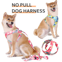 HKM-7111485 Breathable Pet Harness Suit with Traction Rope - Available in Red Flower Camouflage and Blue White Camouflage