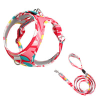 HKM-7111485 Breathable Pet Harness Suit with Traction Rope - Available in Red Flower Camouflage and Blue White Camouflage