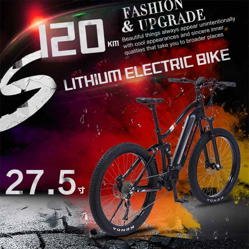 HKM-711187 Electric Mountain Bike, 27.5" All-Terrain E-Bike, 48V 500W, 9-SPEED, Hydraulic Brakes, Eco-Friendly, Fast Shipping