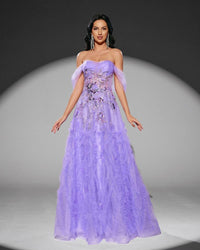 HKM-711187 Elegant Purple Evening Dress for Women - EZ25109