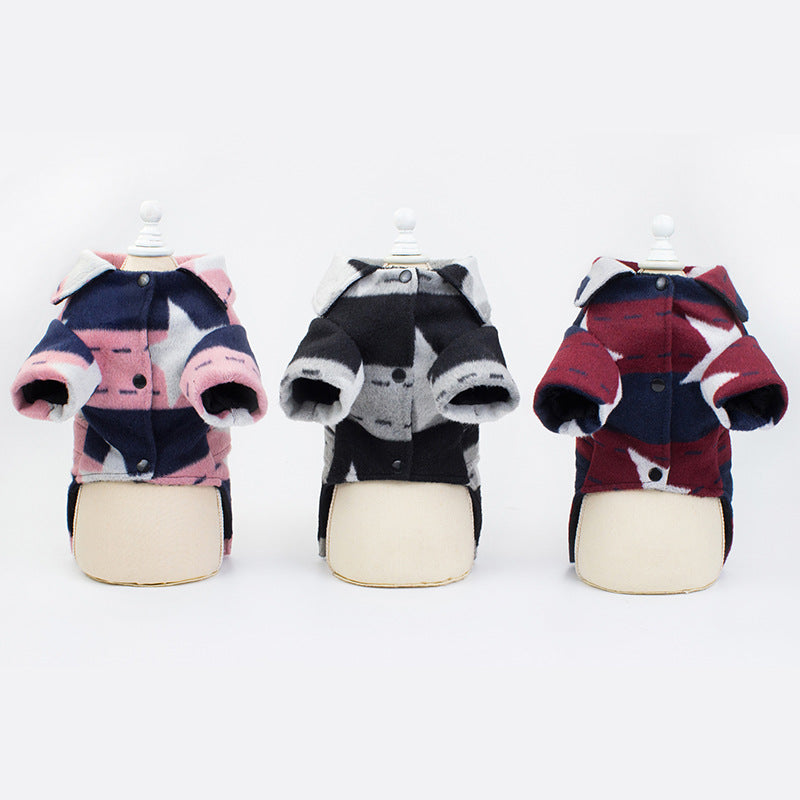HKM-7112253 Pet Casual Cotton Vest with Five-Pointed Star Design in Various Sizes