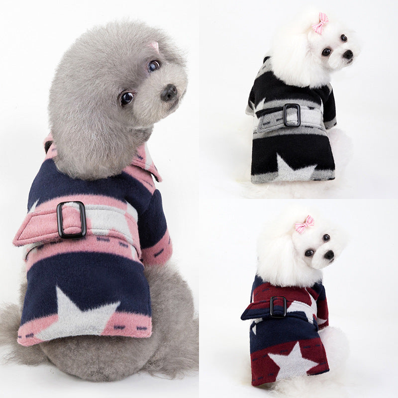 HKM-7112253 Pet Casual Cotton Vest with Five-Pointed Star Design in Various Sizes