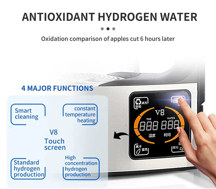 HKM-711251 Hydrogen Rich Water Generator - 2L Alkaline Water Ionizer with High Borosilicate Glass and Electric Household Design