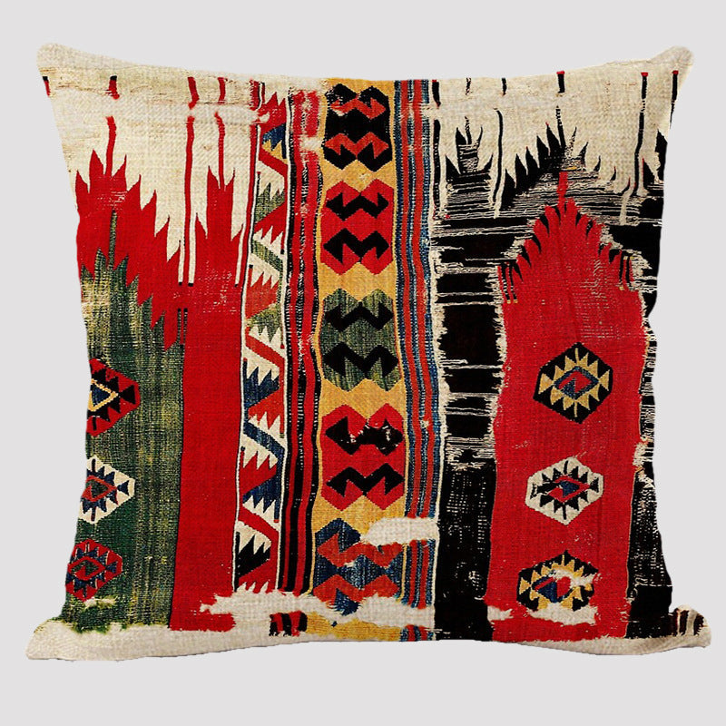 HKM-711443 Bohemian Double-Sided Geometric Linen Pillow with PP Cotton Filler