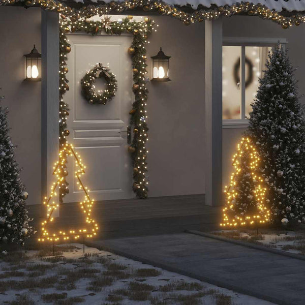 HKM-711443 LED Christmas Tree with Ground Spikes, Warm White Light, 115 LEDs, 8 Lighting Modes, 90 cm Height