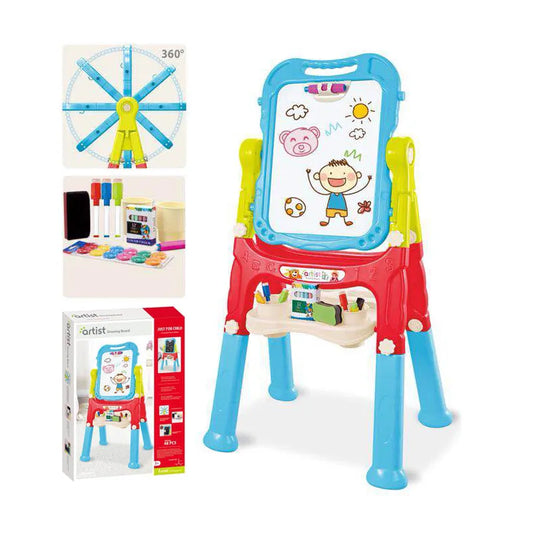 HKM-711443 Magnetic Double-Sided Drawing Board Educational Writing Toy Easel with Stationery Set for Toddlers