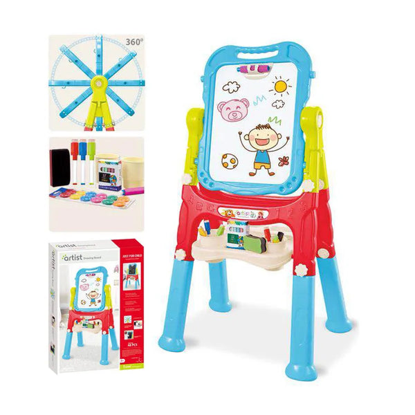 HKM-711443 Magnetic Double-Sided Drawing Board Educational Writing Toy Easel with Stationery Set for Toddlers