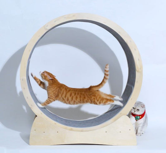 HKM-7114941 Cat Treadmill Roller - Solid Wood Running Toy with Safety Features and Quiet Design