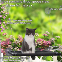 HKM-7115325 Sturdy Window-Mounted Cat Hammock with Suction Cups for Sunbathing and Viewing
