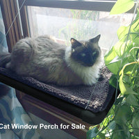 HKM-7115325 Sturdy Window-Mounted Cat Hammock with Suction Cups for Sunbathing and Viewing