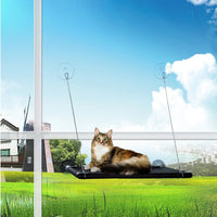 HKM-7115325 Sturdy Window-Mounted Cat Hammock with Suction Cups for Sunbathing and Viewing
