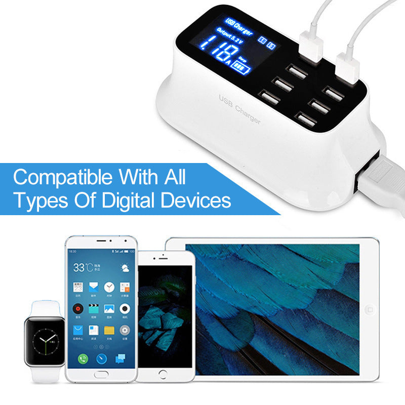 HKM-711699 8-Port USB Smart Fast Charger with LCD Display and Auto Voltage Detection