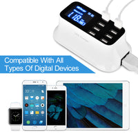 HKM-711699 8-Port USB Smart Fast Charger with LCD Display and Auto Voltage Detection