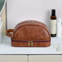 HKM-711699 Large Capacity Waterproof Retro Handheld Makeup Bag with Zipper Closure