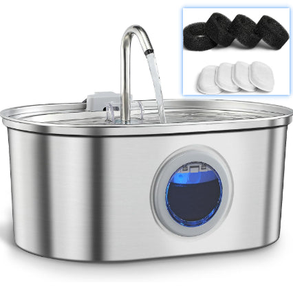 HKM-7117501 Stainless Steel Pet Water Dispenser with Filters for Cats
