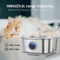 HKM-7117501 Stainless Steel Pet Water Dispenser with Filters for Cats