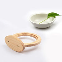 HKM-7117629 Ceramic Pet Bowl with Solid Wood Stand for Elevated Feeding