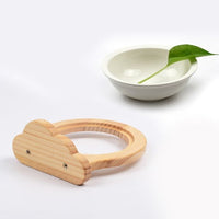 HKM-7117629 Ceramic Pet Bowl with Solid Wood Stand for Elevated Feeding