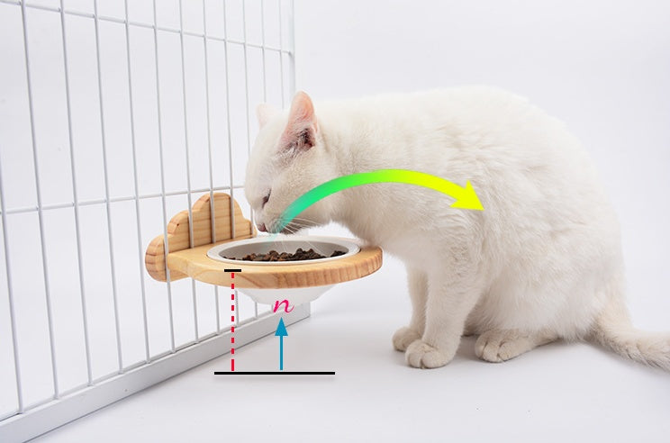 HKM-7117629 Ceramic Pet Bowl with Solid Wood Stand for Elevated Feeding