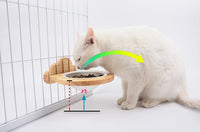 HKM-7117629 Ceramic Pet Bowl with Solid Wood Stand for Elevated Feeding
