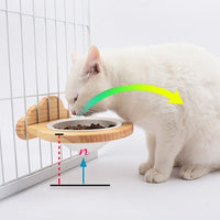 HKM-7117629 Ceramic Pet Bowl with Solid Wood Stand for Elevated Feeding