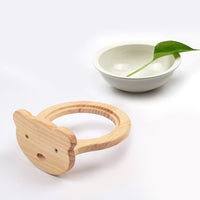 HKM-7117629 Ceramic Pet Bowl with Solid Wood Stand for Elevated Feeding