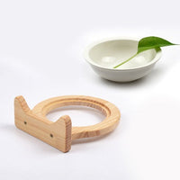 HKM-7117629 Ceramic Pet Bowl with Solid Wood Stand for Elevated Feeding