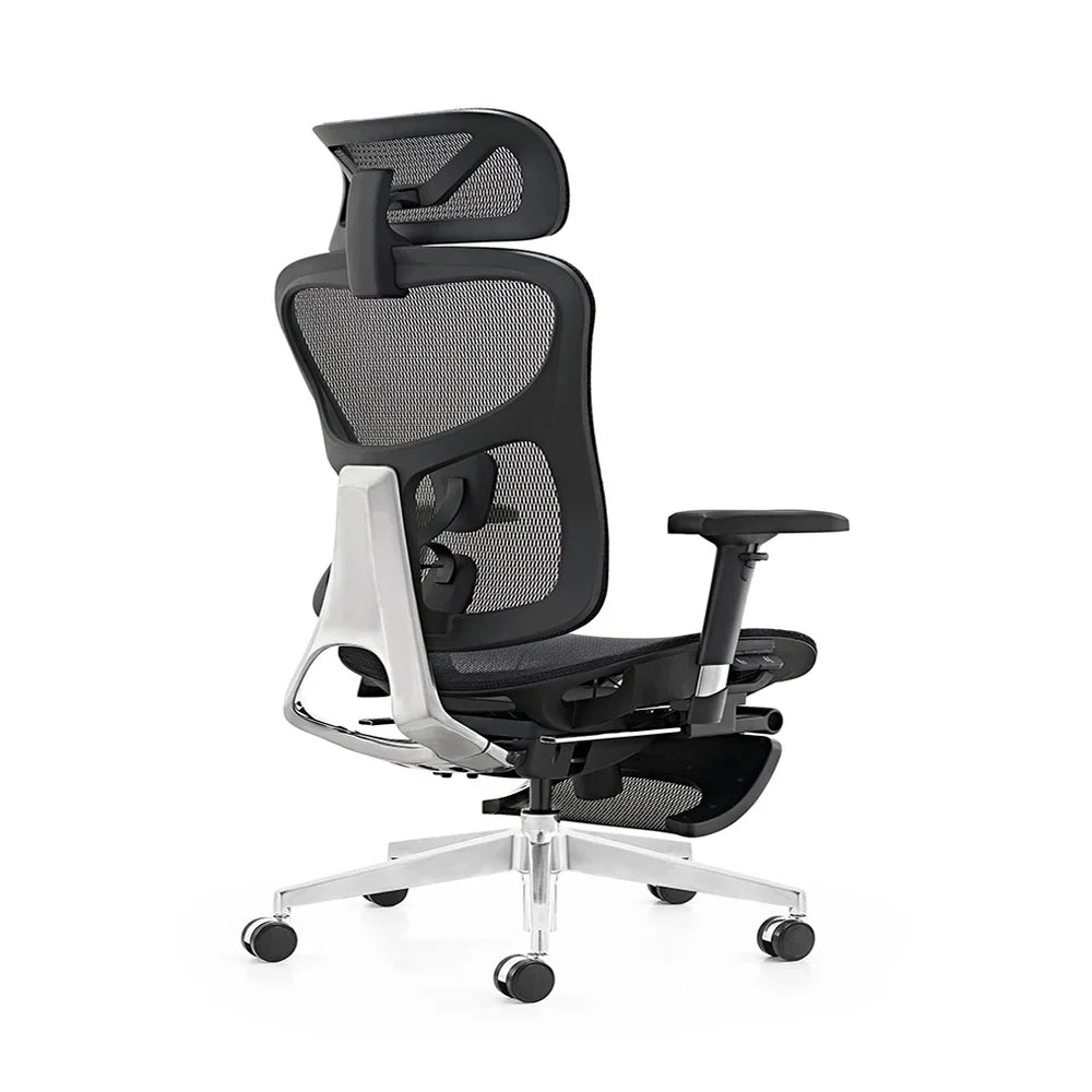 HKM-711891 Ergonomic Executive Office Chair with Footrest, Adjustable Lumbar Support, Swivel Reclining Design and Mesh Back
