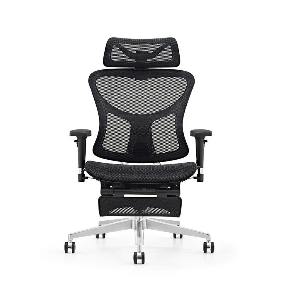 HKM-711891 Ergonomic Executive Office Chair with Footrest, Adjustable Lumbar Support, Swivel Reclining Design and Mesh Back